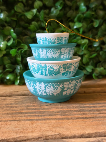 Mini Pyrex Inspired Butterprint Bowls Christmas Ornament