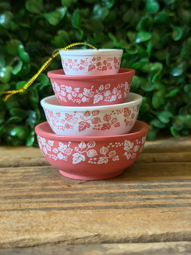 Mini Pyrex Inspired Gooseberry Bowls Christmas Ornament