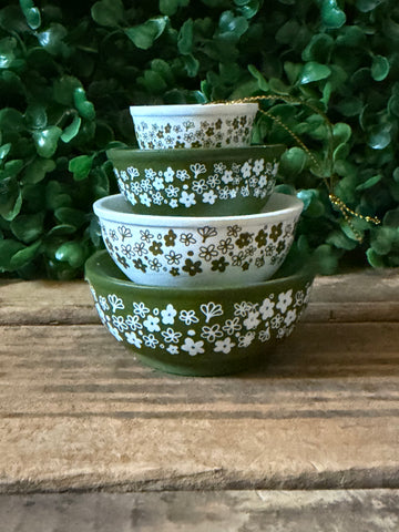 Mini Pyrex Inspired Spring Blossom Bowls Christmas Ornament