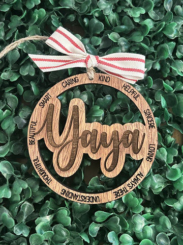 Yaya Christmas Ornament