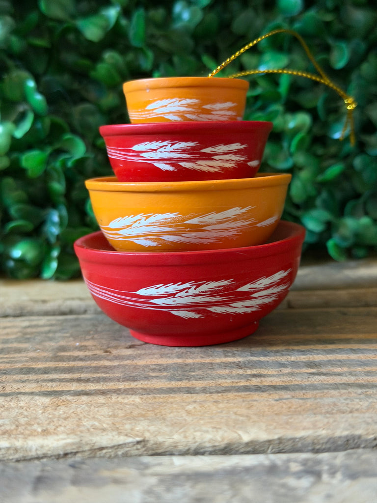 Mini Pyrex Inspired Autumn Harvest Bowls Christmas Ornament