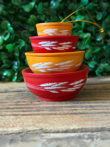 Mini Pyrex Inspired Autumn Harvest Bowls Christmas Ornament