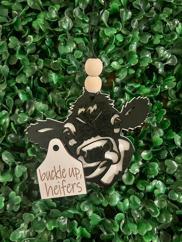 "Buckle Up, Heifers" Car Charm