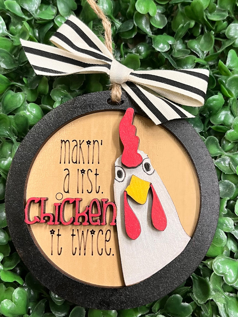 Making a List, Chicken it TWICE Christmas Ornament