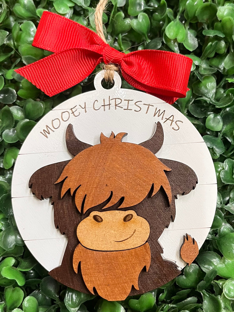 Mooey Christmas Baby Highland Cow Christmas Ornament