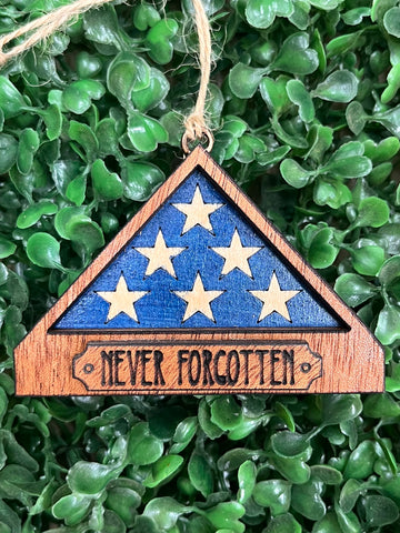 Never Forgotten Flag Memorial Christmas Ornament