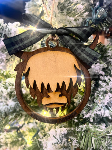 Mooey Christmas Highland Cow Christmas Ornament