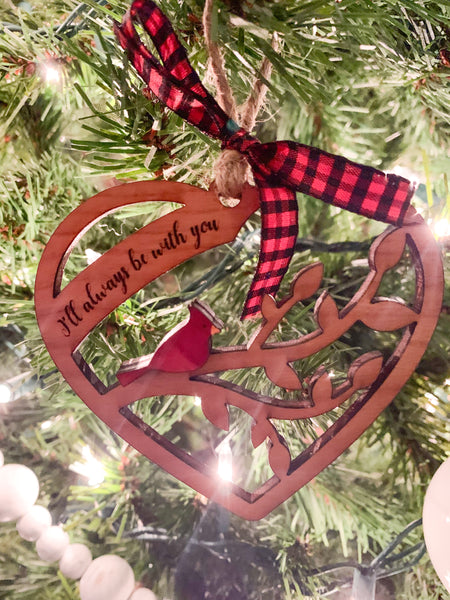 Cardinal Heart Christmas Ornament