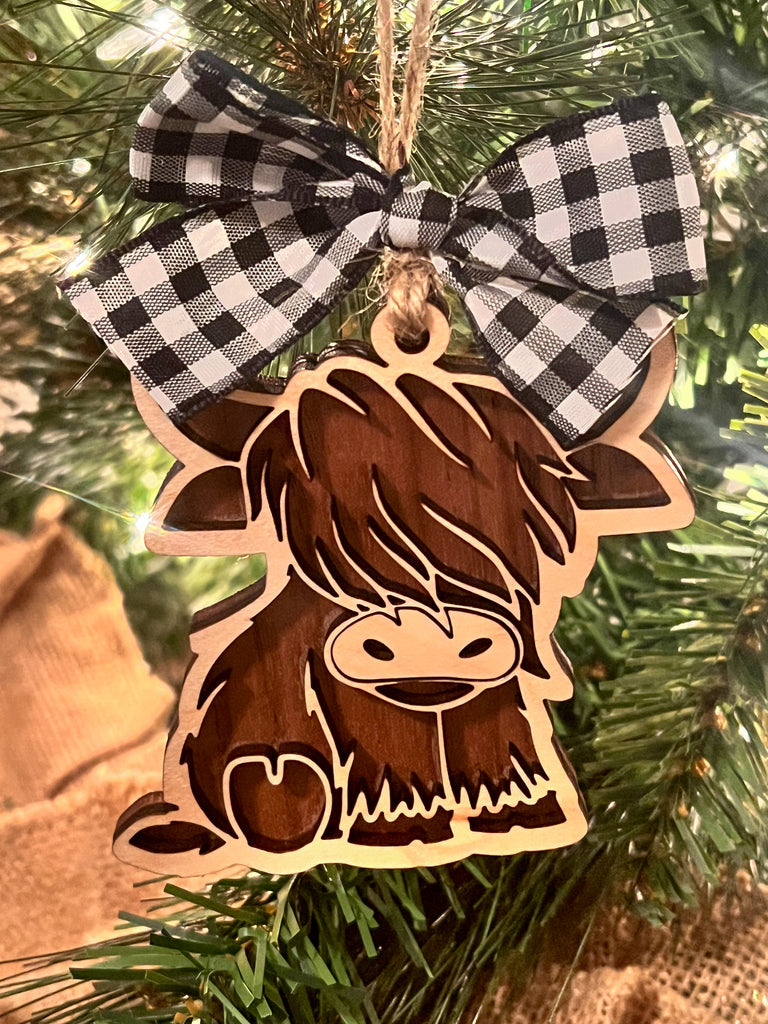 Baby Highland Cow Christmas Ornament – Three Busy Bees Creations